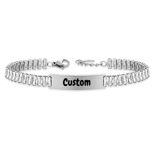 Bracelet en cristal avec incrustation de zircon 9 mm en acier inoxydable poli pour femme, à porter au quotidien - Product Image 5