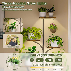 Soporte para plantas <span class=keywords><strong>con</strong></span> luz para cultivo, estante para plantas, <span class=keywords><strong>macetas</strong></span> <span class=keywords><strong>con</strong></span> rueda para interior, exterior, hogar, oficina, plantación, jardinería - Product Image 3