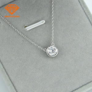 Collier avec pendentif tendance pour femme, bijoux cadeau, argent sterling 925 plaqué rhodium, 10k/12k/14k/18k, moissanite blanche jaune - Product Image 4