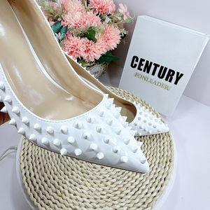 Zapatos de Tacón Alto de Moda con Remaches Blancos de 12 cm, Zapatos de Tacón de Aguja con Punta Puntiaguda para Mujer, Zapatos Sexys de Tacón Alto para Fiesta - Product Image 4