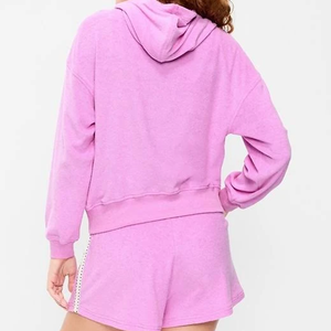 Nuevo Conjunto de Sudadera con Capucha de Color Personalizado para Mujer, Ropa Deportiva Informal de <span class=keywords><strong>Dos</strong></span> Piezas, Conjunto de Salón para Uso Diario - Product Image 4