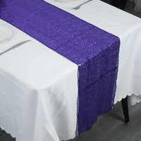 Achat en gros de chemins de table en polyester terylène brodés de paillettes de 3 mm, style nordique, bleu royal, or, argent, pour banquets, fêtes, mariages
