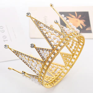 Cake Topper <span class=keywords><strong>princesa</strong></span> Aisha niñas Tiaras perla Decoración Para Boda nupcial fiesta panadería DIY pastel decoración corona - Product Image 4