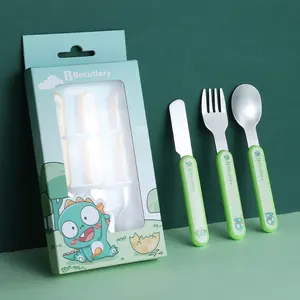 wholesale cartoon kids dinosaur cutlery children cutlery set for kids