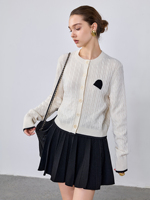 Cardigan en tricot côtelé rayé écologique pour femme, col rond, boutonnage frontal, bordure contrastante, poignets et ourlet côtelés, doux et chaud, idéal pour l'hiver