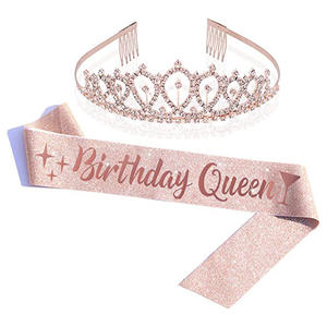 18th Champagne 20th 30th Birthday Queen Sash Rhinestone Tiara Kit 21st 30th Regalos de <span class=keywords><strong>cumpleaños</strong></span> Mujeres Suministros de fiesta de <span class=keywords><strong>cumpleaños</strong></span> SD496 - Product Image 2
