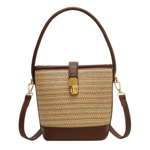 Sac à bandoulière en paille pour femme, haute qualité, imperméable, nouvelle collection été, avec poignée en PU - Product Image 5