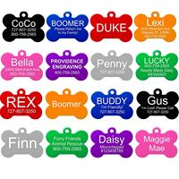 Etiquetas de Identificación Personalizadas para Mascotas de Aluminio, en Forma de Hueso, Círculo, Estrella y Corazón, Grabadas, Anti-Pérdida, de Metal, para Perros y Gatos