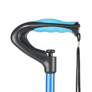 Aluminum Alloy Cane Blue Height Adjustable Telescopic Senior Walking <b>Stick</b> Comfortable Handle Lightweight Durable - Product Image 3