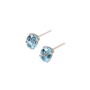 Boucles <span class=keywords><strong>d</strong></span>'oreilles clous ovales en argent sterling S925 avec zircon cubique bleu ciel, petites boucles <span class=keywords><strong>d</strong></span>'oreilles minimalistes couleur <span class=keywords><strong>aigue</strong></span>-<span class=keywords><strong>marine</strong></span> CZ pour femmes - Product Image 5