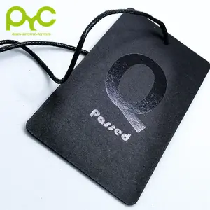 Sıcak satış özel tasarım Logo geri dönüşümlü kağıt giysi etiketi siyah kalıp kesim konfeksiyon çanta ayakkabı etiketi