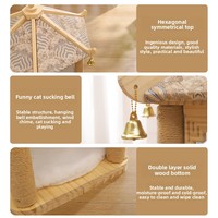 Pavillon d'escalade pour chat de style antique, avec colonne en corde de chanvre intégrée, résistant aux griffures et anti-déchirure, en bois massif, pour tous les animaux de compagnie