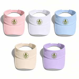 White Unisex Sports Visor With Green Leaf Embroidery Adjustable <b>Band</b> For Golf Spring Summer Casual Wear - Product Image 5