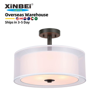 Lampes de plafond modernes ETL en stock aux États-Unis, luminaires de cuisine en forme de tambour, suspensions en tissu pour salon