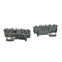 Morsetto a gabbia grigio a 4 conduttori con terminale passante, nuovo di zecca, originale tedesco, in stock, per guida DIN 2.5mm² (2002-1401)