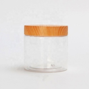 <b>Plastic</b> <b>Jar</b> With Wooden Lids Screw Transparent Container Empty Cosmetic Face Cream Powder Make up Bottle - Product Image 6
