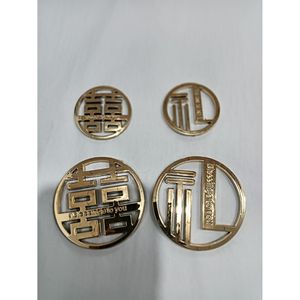 Adornos de Boda Doble Felicidad, Decoraciones Redondas de Plástico Dorado para Regalos e Invitaciones de Boda - Product Image 1