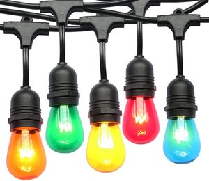 Cadena de luces LED Vintage Edison de 48 pies para iluminación comercial al aire libre IP65 hebras de plástico 15 bombillas colgantes para - Product Image 1