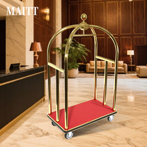 Carrito de equipaje de vestíbulo de hotel personalizado al por mayor, carro de mano dorado, transporte de equipaje de aeropuerto - Product Image 3