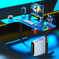 Table de jeu avec 256 couleurs RGB, bureau électrique réglable en hauteur, 720-1170 mm, moteur simple, 2 étages, porte-gobelet 18 mm, bureau