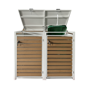 Poubelle en métal pour l'extérieur Poubelle en acier Boîte à 2 portes Poubelle cachée <span class=keywords><strong>Abri</strong></span> pour jardin, patio, arrière-cour - Product Image 3