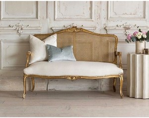 Custom-Made French Retro Fashion High-End 2 orang Weave Sofa rotan kursi kayu Solid ukiran mewah ruang tamu Furniture - Product Image 3