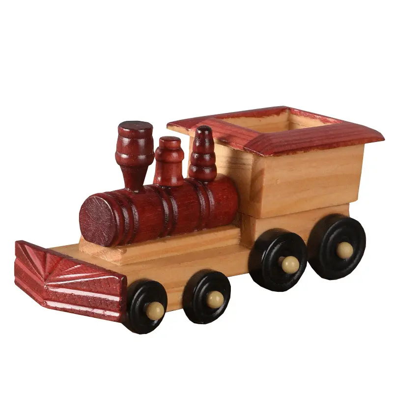 Fabriek Directe Verkoop Retro Handwerk Houten Model Veteraan Auto Of Trein Groothandel Houten Ornamenten Kinderartikelen Speelgoed Home Decor