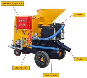 10m3/h betão elétrico pulverização máquina com borracha vedação placa lubrificação sistema