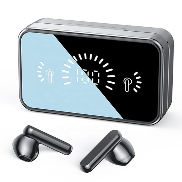 S20 TWS Earbuds Mirror-LED Digital Display Waterproof IPX4 ENC Noise Cancelling for 5.3 1200mAh Power Bank JL
