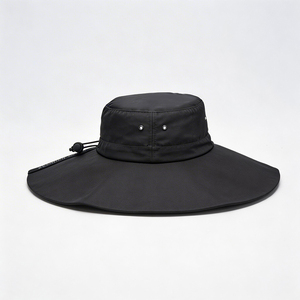 Chapeau de soleil unisexe noir à large bord avec logo ECOFLOW, protection UV, imperméable, pour activités de plein air, pêche, randonnée, voyage décontracté, motif quadrillé sur le bord - Product Image 6