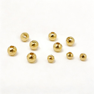 18k Gold Plated <b>Copper</b> Round Beads 6mm Loose Spacer Beads For <b>Bracelet</b> Making DIY Jewelry Components - Product Image 4