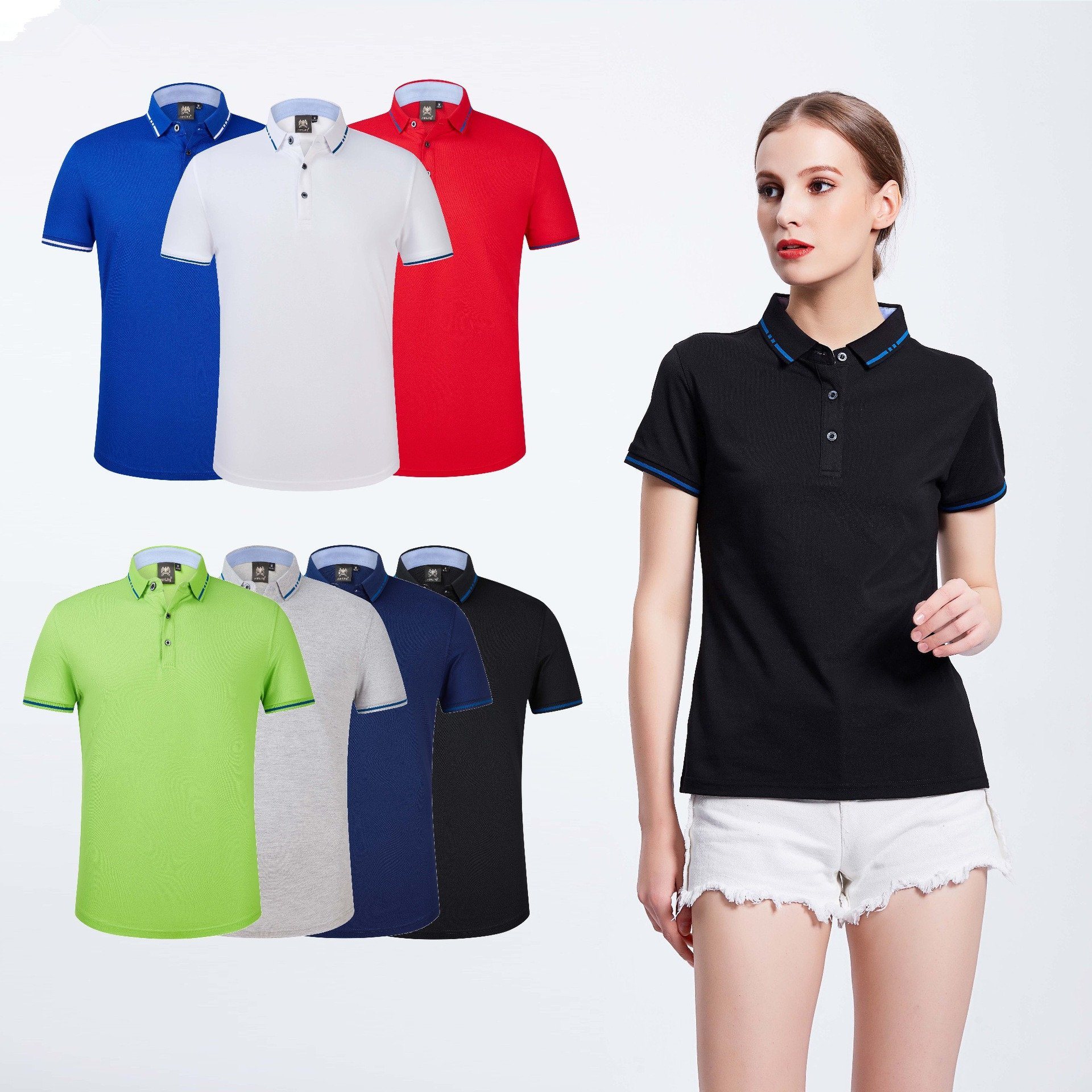 High Quality Custom Embroidery Cotton Polyester Women's Golf Polo Shirt Custom Logo Knitted Polo T-shirt With Logo