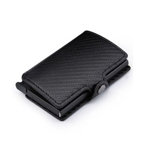 Casekey <b>RFID</b> Protection Carbon Fibre Popup <b>Wallet</b> Slim Anti Theft Automatic for Card Holder Button Closure - Product Image 1