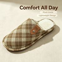 Chaussons d'intérieur douillets pour hommes avec semelle plateforme épaisse et rembourrée, bout fermé, semelle extérieure en TPR, pour un usage décontracté printemps-hiver