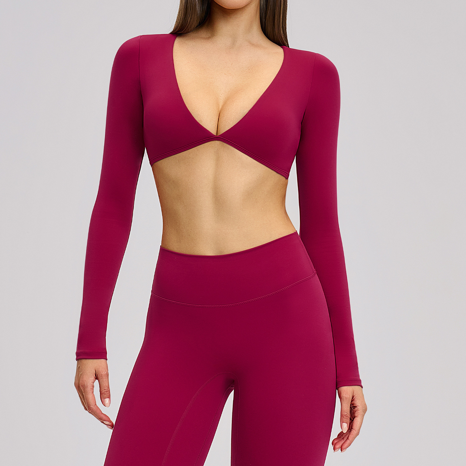 Long Sleeve Top-Raspberry Red
