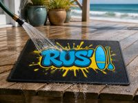 Tapis de porte d'entrée en caoutchouc imperméable personnalisé avec logo, pour la plage, le surf et l'extérieur, facile à nettoyer et lavable