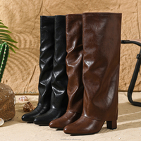 Bottes tendance 2026 pour femme, style requin, en similicuir sexy, montantes au-dessus du genou, élégantes, pour mollets larges, souples, chaussures d'hiver, direct usine