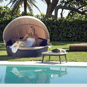 تصميم متسكع الشمس ، سرير ترفيهي مستدير للأماكن الخارجية مع مظلة - Product Image 6