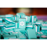Offre Spéciale : Jeu de Mahjong Américain de Luxe en Acrylique Vert avec Motifs Paon, Lion et Floral – Idéal pour Jeu de Table et Cadeau