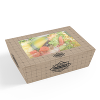 Vierkante opklapbare custom papieren voedselverpakking, kartonnen afhaalkartonnen doos voor groentesalade en fruit