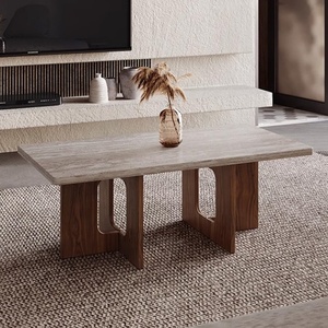Wabi-Sabi Solid Wood Cave Stone Tea <strong>Table</strong> Modern Marble Square Walnut <strong>Coffee</strong> <strong>Table</strong> <strong>Rectangle</strong> 1.3*0.7M - Product Image 3
