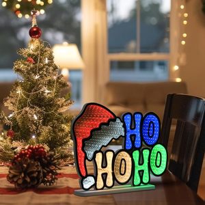 Luz LED de Espejo Infinito con la Frase "HO HO HO" de Navidad, Directo de Fábrica Neonawall, Lámpara Decorativa con Alimentación USB para Tiendas Minoristas y de Regalos - Product Image 5