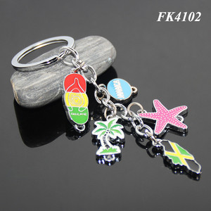 <span class=keywords><strong>Jamaica</strong></span> isla esmalte bandera turística nueva playa recuerdos de estrella de mar anillo de llave cadena árbol de coco Palm <span class=keywords><strong>Jamaica</strong></span> llavero - Product Image 4