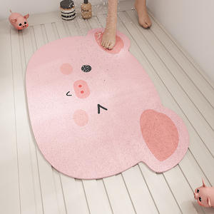 Alfombra de baño con diseño de rana de dibujos animados, alfombra ovalada antideslizante de poliéster para baño, con diseño de drenaje - Product Image 3