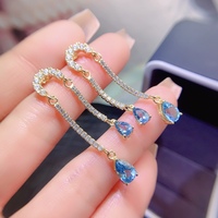Groothandel op maat gemaakte 925 sterling zilveren oorbellen met natuurlijke topaas, modieus edelsteen sieraden cadeau voor vrouwen, bruiloft, feest