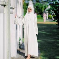 Ensemble de robe abaya à manches en dentelle florale pour femmes musulmanes, vêtements islamiques malaisiens indonésiens du Moyen-Orient, hijab, foulard