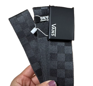 Cintura Unisex Classica in Tela con Stampa a Scacchi Bianco e Nero, Larghezza 4.0cm, 125cm, Fibbia Automatica in Acciaio - Product Image 3