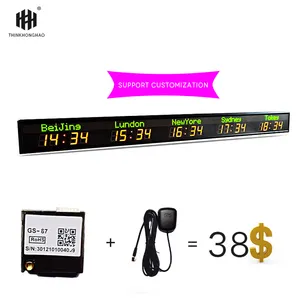 Different city time digital multi time zone clock 5 city indoor led world clock WiFi world clock city time zone