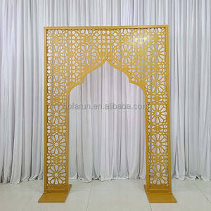 Furun fabrika oyma düğün kemer standı altın Metal zemin çiçek çerçeve düğün festivali olay dekor için - Product Image 3