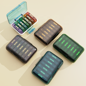 Gujia Portapillole Da Viaggio, Organizador <span class=keywords><strong>de</strong></span> Pastillas Semanal con 28 Compartimentos, Tapa Abatible <span class=keywords><strong>de</strong></span> PP y ABS, Ecológico, para Uso Semanal, <span class=keywords><strong>de</strong></span> Silicona - Product Image 4